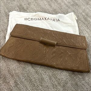 BCBGMaxAzria Embossed Brown Clutch